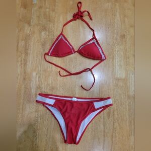 🔥 NWOT Sunny Co red with mesh bikini set